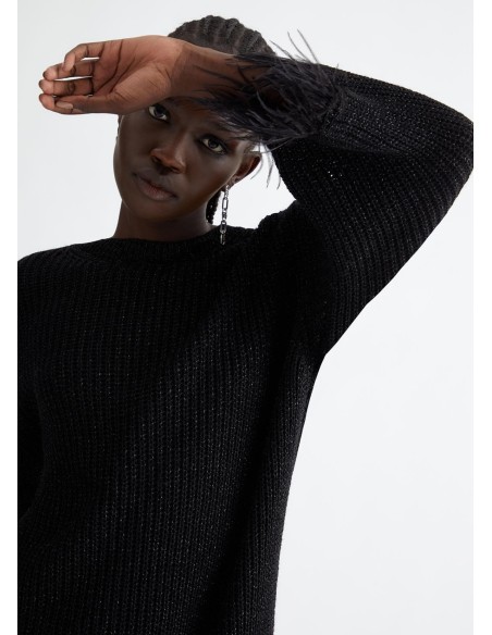 Vestido de malha com lurex e penas Liu Jo