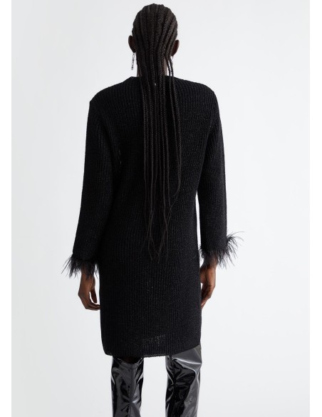 Vestido em malha com lurex e penas Liu Jo