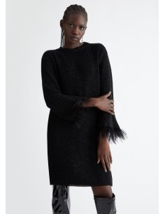 Vestido em Malha com Lurex e Penas Liu Jo