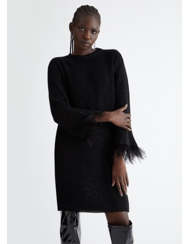 Vestido em Malha com Lurex e Penas Liu Jo