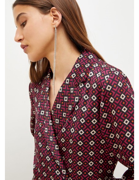 Vestido Cruzado Com Estampa Geométrica Liu Jo