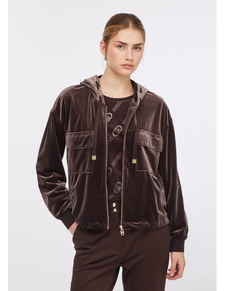 Sweatshirt em chenille com capuz Liu Jo