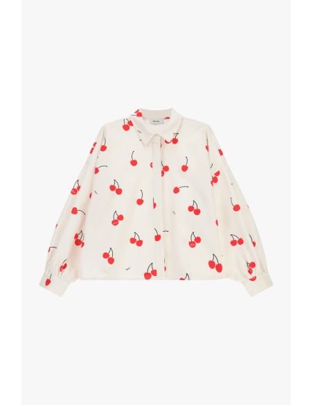 Camisa ampla com estampa de cerejas e mangas compridas Dixie