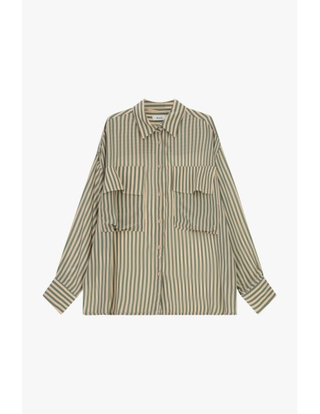 Camisa oversize às riscas com bolsos frontais Dixie