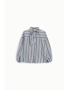 Blusa Às Riscas Com Mangas Amplas E Laço Dixie