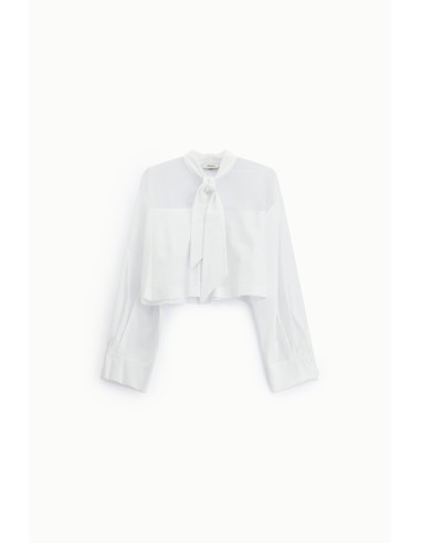 Camisa Cropped Com Laço E Mangas Compridas Dixie