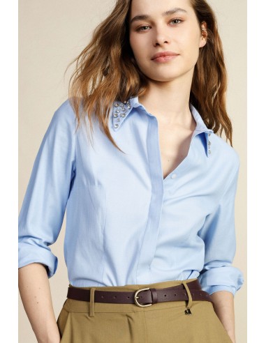 Camisa com gola tipo joia e mangas compridas Dixie