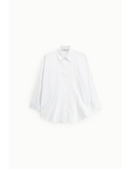 Camisa Ampla Com Gola Clássica E Mangas 3/4 Dixie