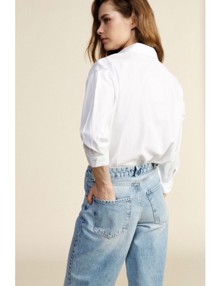 Camisa Ampla com Colarinho Clássico e Mangas 3/4 Dixie