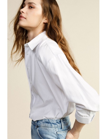 Camisa Ampla Com Colarinho Clássico E Mangas 3/4 Dixie