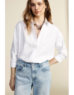 Camisa Ampla com Colarinho Clássico e Mangas 3/4 Dixie