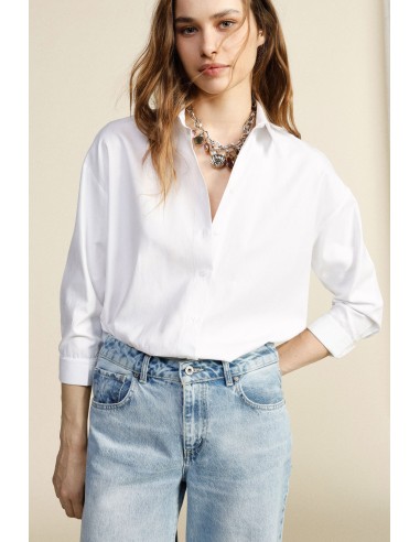 Camisa Ampla com Colarinho Clássico e Mangas 3/4 Dixie