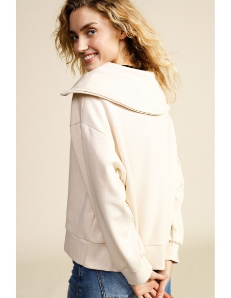 Sweatshirt com fecho de correr, gola polo, mangas compridas Dixie