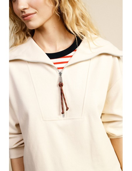 Sweat com fecho de correr, colarinho polo, mangas compridas Dixie