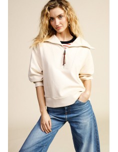 Sweat com fecho de correr, gola polo, mangas compridas Dixie