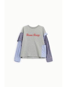 Sweatshirt de gola redonda com mangas patchwork estampadas Dixie