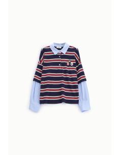 Camisola de felpa às riscas com colarinho e emblemas aplicados Dixie 2