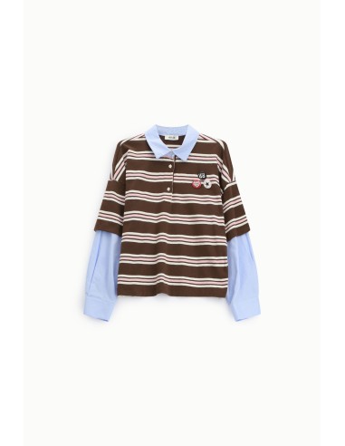 Sweatshirt às riscas com colarinho e emblemas aplicados Dixie