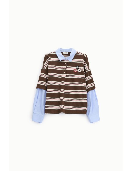 Sweatshirt às riscas com colarinho e emblemas aplicados Dixie