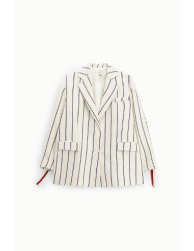 Blazer às Riscas com Bolsos Frontais e Fendas Dixie