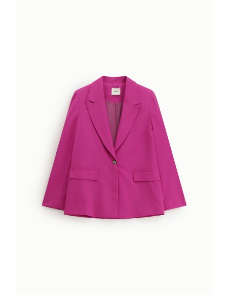 Blazer de um só peito com bolsos de aba Dixie