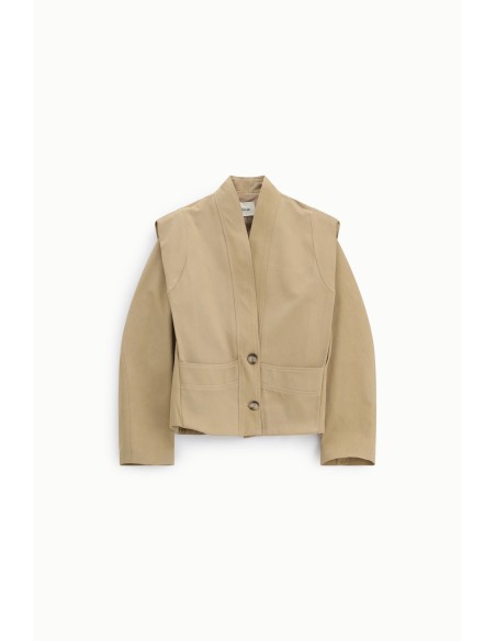 Blazer Curto com Bolso Duplo e Fecho de Dois Botões Dixie