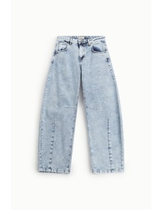 Jeans Perna Larga Costuras Frontais Em Contraste Dixie 2