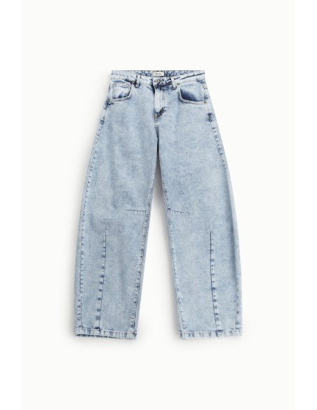 Jeans de perna larga com costuras frontais em contraste Dixie