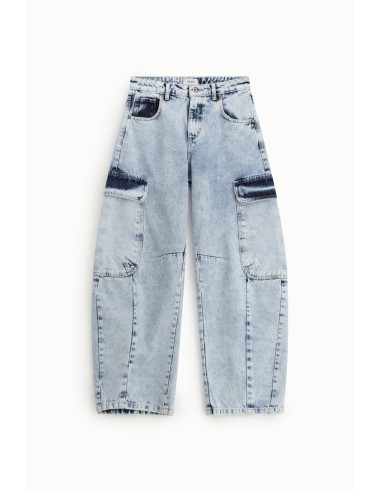 Jeans Balloon Fit com bolsos cargo e cinto Dixie
