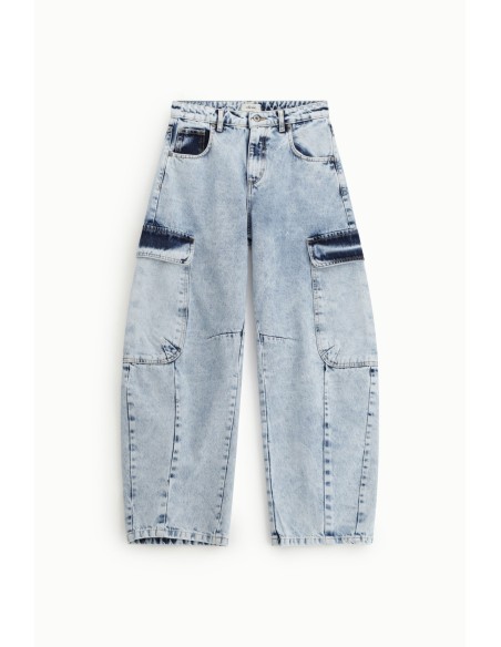 Jeans Balloon Fit com bolsos cargo e cinto Dixie