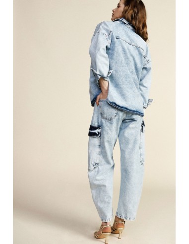 Jeans Balloon Fit Com Bolsos Cargo E Cintura Dixie