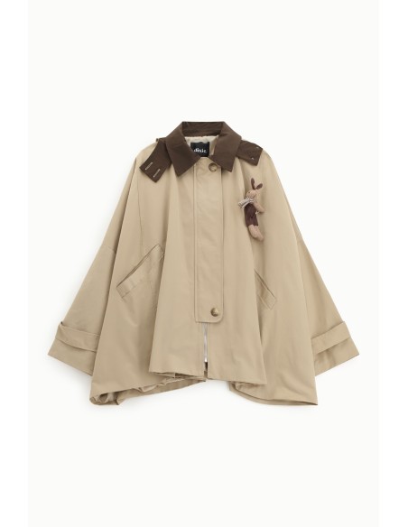Casaco Curto Oversize Fecho de Correr Gola Contrastante Dixie