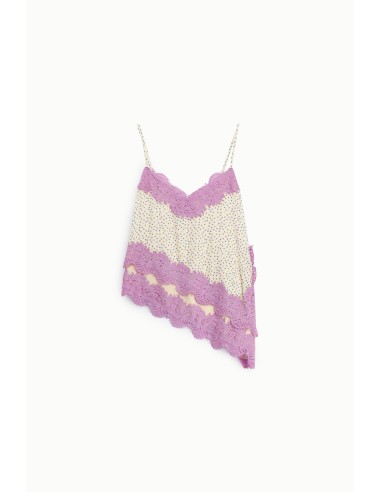 Top Con Spalline Stampa Pois E Profili In Pizzo Dixie - Vestiti Fir...