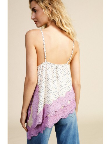 Top Con Spalline Stampa Pois E Profili In Pizzo Dixie - Vestiti Fir...