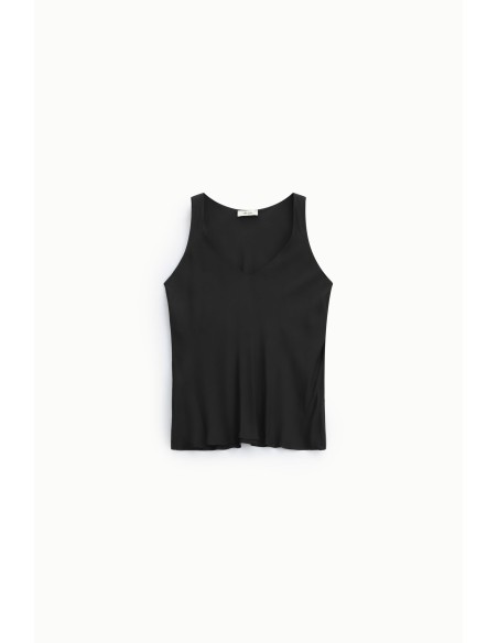 Top Decote em V Modelo Evasé Sem Mangas Dixie