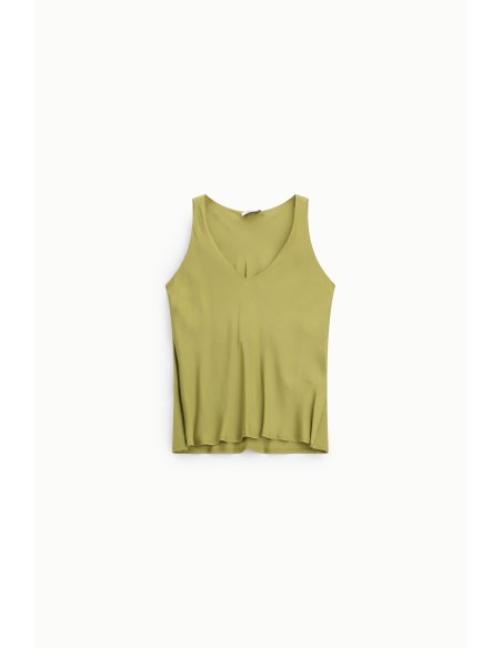 Top decote em V modelo evasé sem mangas Dixie