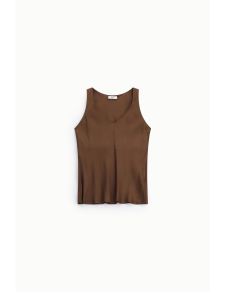 Top Decote em V Modelo Evasé Sem Mangas Dixie