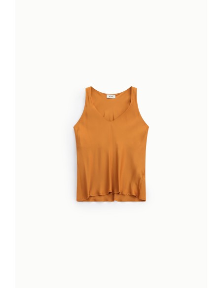 Top Decote em V Modelo Evasê Sem Mangas Dixie
