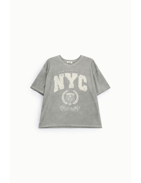 T-shirt ampla estampada NYC decote redondo Daily Dixie