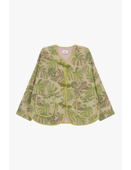 Giacca Trapuntata Stampa Foglie Tasche Applicate Dixie - Vestiti Fi...