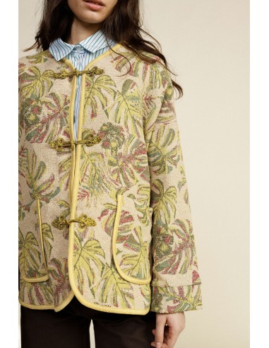 Giacca Trapuntata Stampa Foglie Tasche Applicate Dixie - Vestiti Fi...