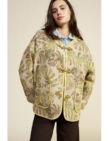Giacca Trapuntata Stampa Foglie Tasche Applicate Dixie - Vestiti Fi...