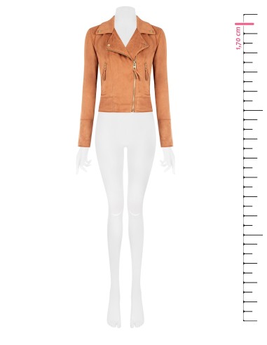 Casaco tipo chiodo em pele sintética camurçada Rinascimento