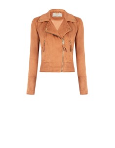 Casaco chiodo em pele sintética tipo camurça Rinascimento