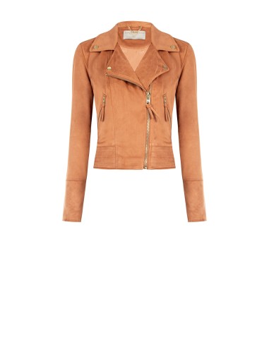 Casaco chiodo em pele sintética tipo camurça Rinascimento