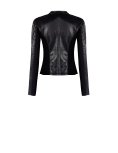 Casaco em Pele Sintética com Inserções Laterais em Malha Rinascimento 2