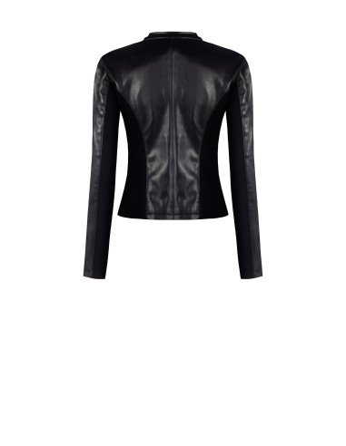 Casaco Em Pele Sintética Com Inserções Laterais Em Malha Rinascimento