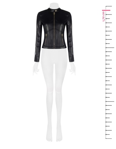 Casaco em pele sintética com inserções laterais em malha Rinascimento