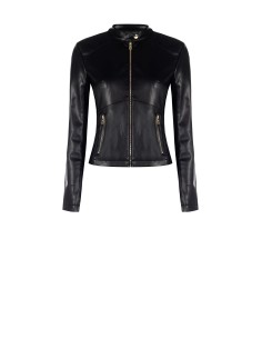 Casaco em Pele Sintética com Inserções Laterais em Malha Rinascimento