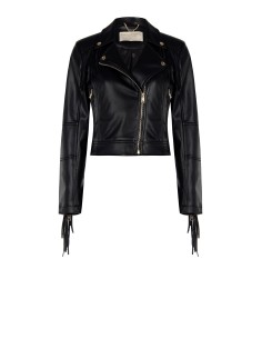 Casaco em pele sintética com franjas Rinascimento